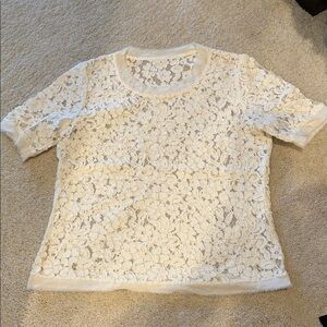 Dolce & Gabbana Lace Short Sleeve Top - White
